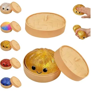 Simpatici giocattoli antistress bao in cestini per vapore, vari colori