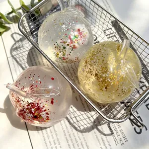 Malleable Christmas Apple Squishy Toy With Coconut Oil Vaseline Filling Glitter Sequins Stress Relief Decompression Ball Halloween Pumpkin For Kids Adults