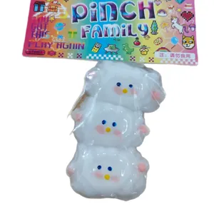 Cute three-stack white animal decompression squishy toy for stress relief with colorful box