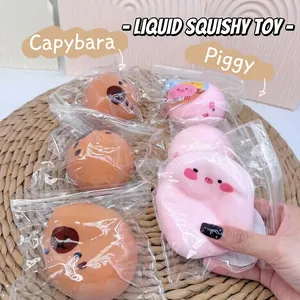 Macro view of capybara and pig-themed fluid squishy toys for effective stress relief