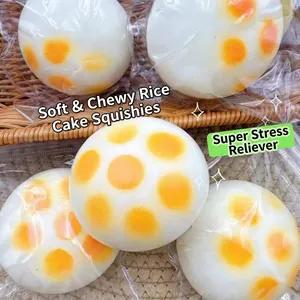 Soft slow rebound squishy egg yolk pastry simulation toy stress relief vent ball 4-pack