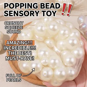 Sensory pearl squeeze toy for stress relief with a transparent soft casing