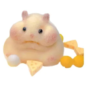 Cute slow rising cream hamster squishy stress relief toy with miniature cheese props