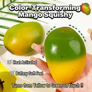 Creative Color Changing Mango Squishy Toy Slow Rebound Squeeze Decompression Fruit Stress Relief Sensory Toy For Office Home Adults Kids
