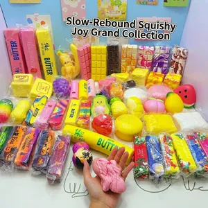 Grote collectie kleurrijk slow-rising squishy speelgoed in diverse voedselvormen