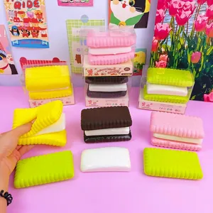 Colorful macaron square sandwich biscuit slow rebound squeeze toy for stress relief