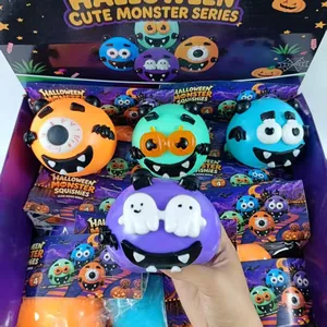 Detail of Halloween monster squishy toys, 4-piece set in colorful slow-rising TPR