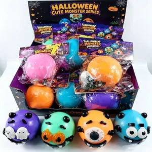 Detailed view of Halloween monster squishies with slow rebound TPR material