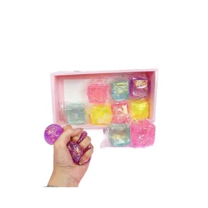 Glittering gold powder ice cube squishy toy for stress relief 5cm colorful variety