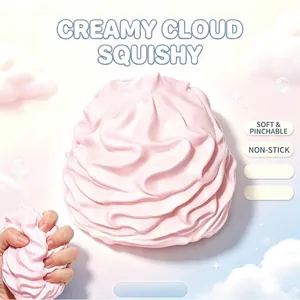 Cute pink simulation cream swirl squishy toy for stress relief and sensory relaxation