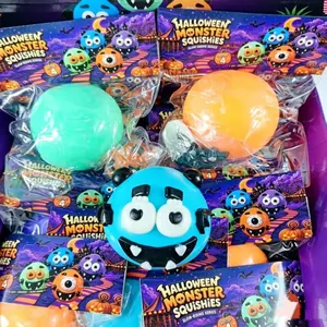Detailed view of Halloween monster squishies with slow-rising TPR material in gift sets