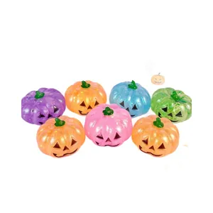 Colorful glittery Halloween jack-o'-lantern pumpkin squishy stress relief toys collection