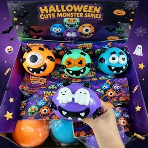 Halloween Cute Monster Series squishy toys in a colorful gift display box for stress relief.
