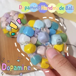 Dopamine colorful wooden cube stress relief squishy ball toy for anxiety relief
