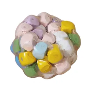 Colorful dopamine wooden block squeeze ball toy for sensory stress relief
