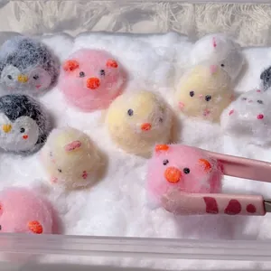 Adorable furry animal squishy stress relief toys in cute pig chick and penguin shapes