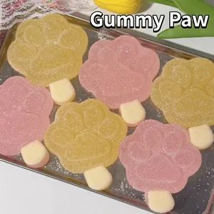 Cute Cat Paw Popsicle Squishy Stress Relief Toy Frosted Sugar Texture Candy Color Slow Rising Sensory Toy For Kids Adults Gift