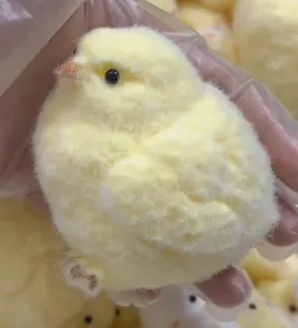 Adorable fluffy yellow chick squeeze toy made of soft TPR for stress relief