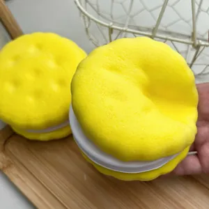 Close-up view of a slow rebound biscuit squishy toy demonstrating its soft texture