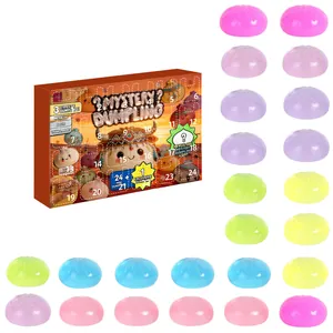 Calendrier de l'Avent Mystery Dumpling avec 24 jouets squishy à paillettes colorées
