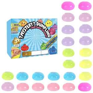 Calendrier de compte à rebours 24 jours Mystery Dumpling Squishy avec 24 surprises pailletées