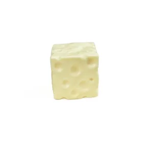 Jouet antistress réaliste en forme de cube de fromage suisse jaune à presser