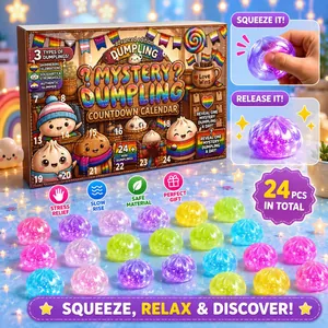 Calendrier de l Avent de Noël Boîte Mystère Cristal Squishy Jouet Soulagement du Stress Fidget Toy Multicolore Jouet en Caoutchouc Souple pour Enfants Adultes Cadeaux de Fête