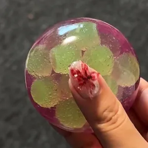 Handmade purple grape shaped squishy stress relief ball toy with jelly texture