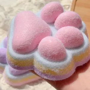 Grote veelkleurige harige kattenpoot squishy stressverlichtend speelgoed met textuur
