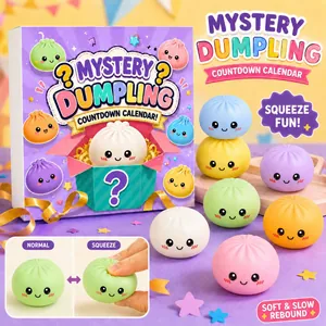 Caja de calendario Mystery Dumpling y coloridos juguetes blandos squishy de rebote lento