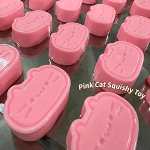 Cute pink cat-shaped slow rebound squishy toy for stress relief and sensory play