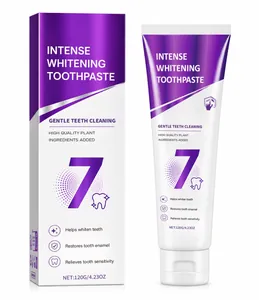 Set de pasta dental blanqueadora intensa profesional con envase morado y tubo de 120g