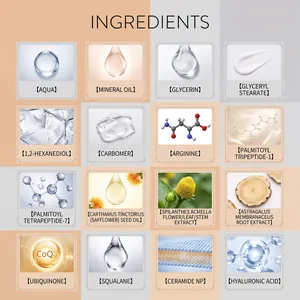 Comprehensive skincare ingredients list featuring Squalane, Ceramide NP and CoQ10.