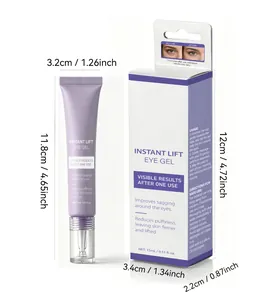 Instant lift eye gel 15ml with detailed product packaging and box dimension measurements