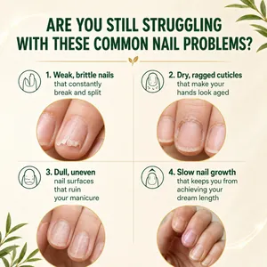 Detailed guide showing four common nail problems for tea tree nail growth essence
