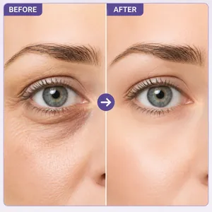 Professional before-after comparison of instant eye lifting effect on under-eye wrinkles