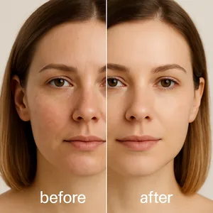 Vorher-Nachher-Vergleich der Hautstrukturverbesserung mit reinigenden Toner-Pads