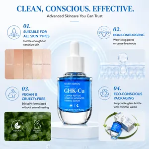 Detailed infographic highlighting the four core benefits of the firming face serum