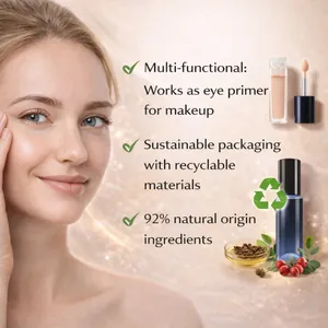 Detailed view of natural eye serum primer with 92 percent origin ingredients and model