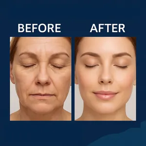 Close-up comparison of facial skin texture before and after wrinkle removal oil use