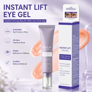 Instant lift eye gel 15ml packaging with visible firming results and hydration icons