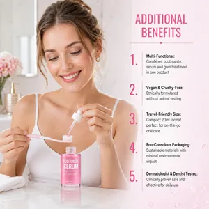 Professional 20ml toothpaste repair serum with dropper applied to a pink toothbrush