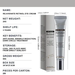 Detail showing Retinol eye cream specifications and dimensions for anti-aging care.