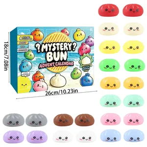 Calendario dell'Avvento Mystery Bun con 24 colorati giocattoli squishy per grandi e piccoli