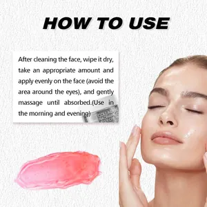 Step-by-step instructions showing how to use collagen niacinamide jelly face cream.