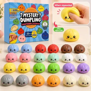 Mystery Dumpling Countdown Calendar Fidget Squishy Box 24 Days Stress Relief Squeeze Toys For Kids Adults Gift Soft Rubber Baozi Toys