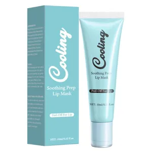 Cooling soothing prep lip mask tube and retail box for moisturizing lip care treatment.
