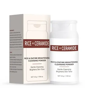 Poudre Nettoyante Éclaircissante Visage au Riz et Céramide pour Nettoyage en Profondeur Éclat de la Peau Nettoyant Doux aux Enzymes de Riz