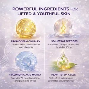 Infografica dettagliata degli ingredienti per pelle liftata della crema 3D lifting
