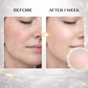 Comparison of skin texture before and after one week of using PDRN Peptide Cream
